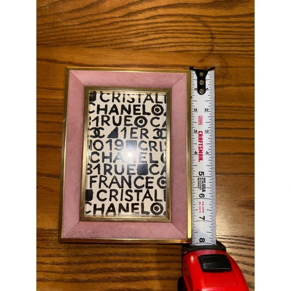 Pink Velvet Gold Trim Chanel Paris Rue Cambon‎ Style Photo Frame Display